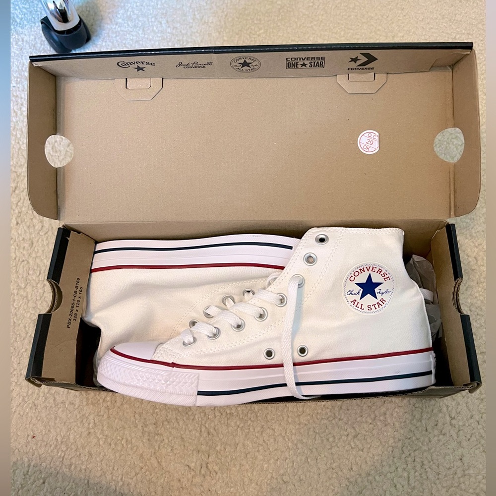 Never Worn Before White High Top Converse